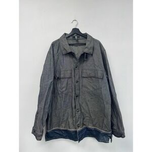 Marithe Francois Girbaud Jacket Mens 2XL Gray Denim Button Front Workwear Shirt